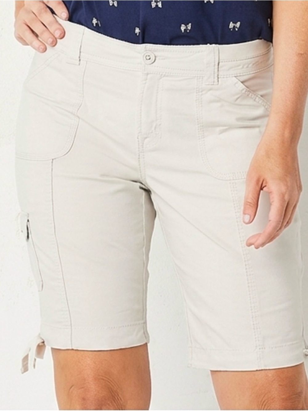St John’s Bay Mid Rise Cargo Bermuda Shorts Khaki 8